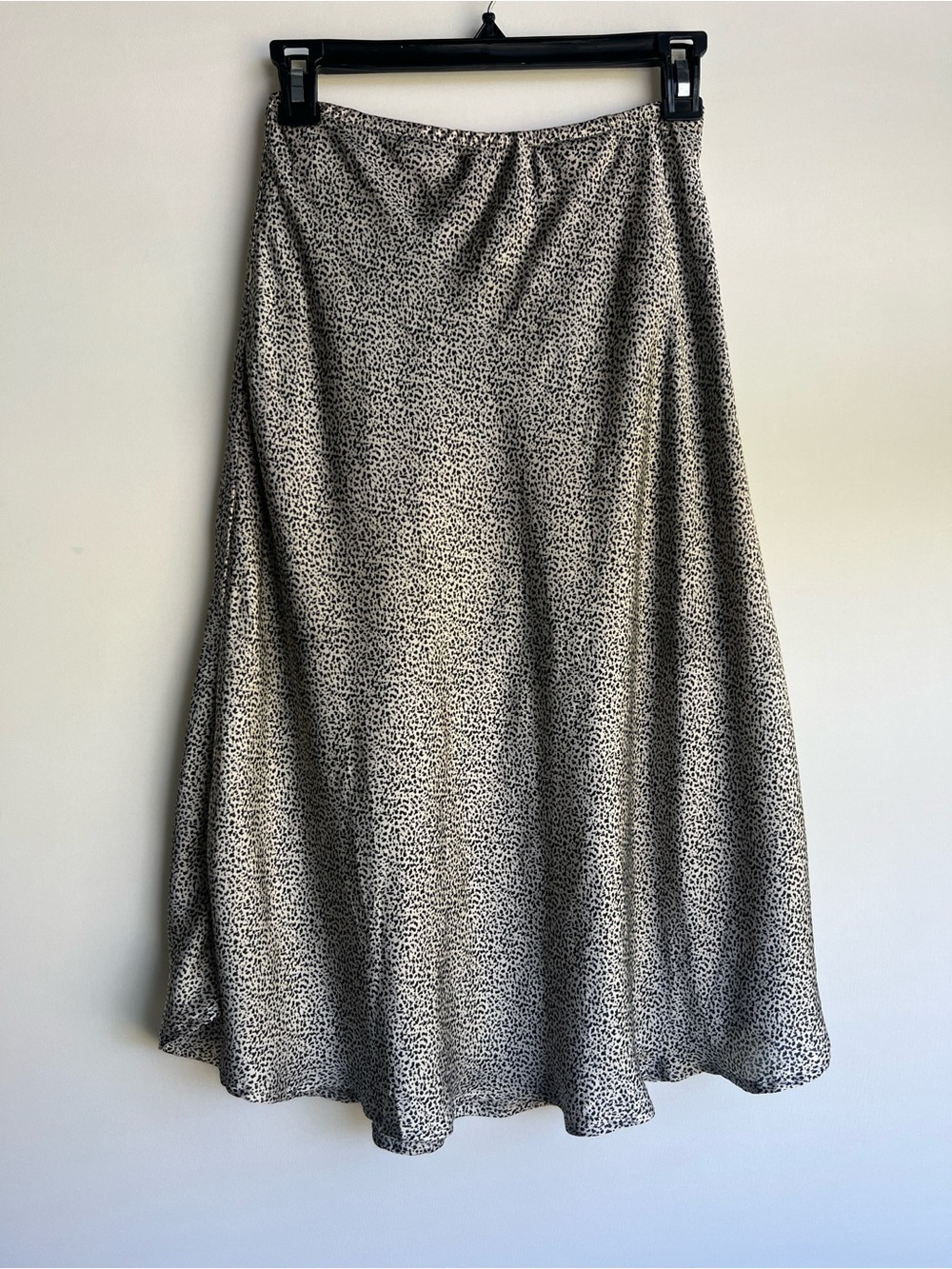 Neutral Leopard A-Line Skirt - Women's Cream and Black